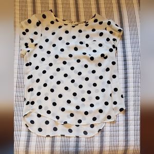 Medium, White and Black Polka Dot Short Sleeve Lily White Blouse